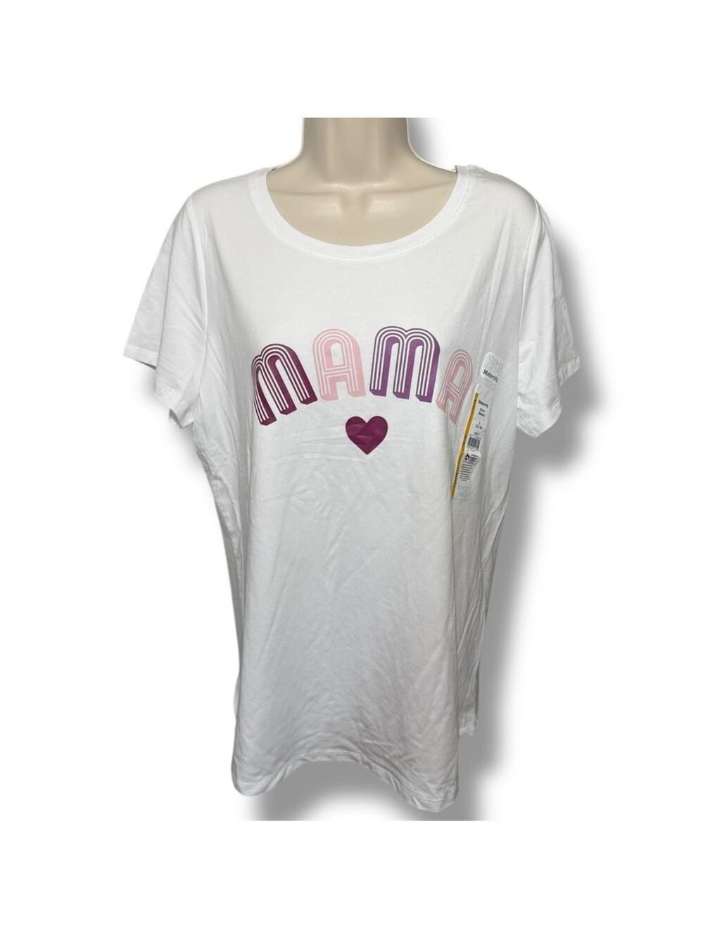 Time and Tru Women’s Maternity Graphic Tee White Size Large